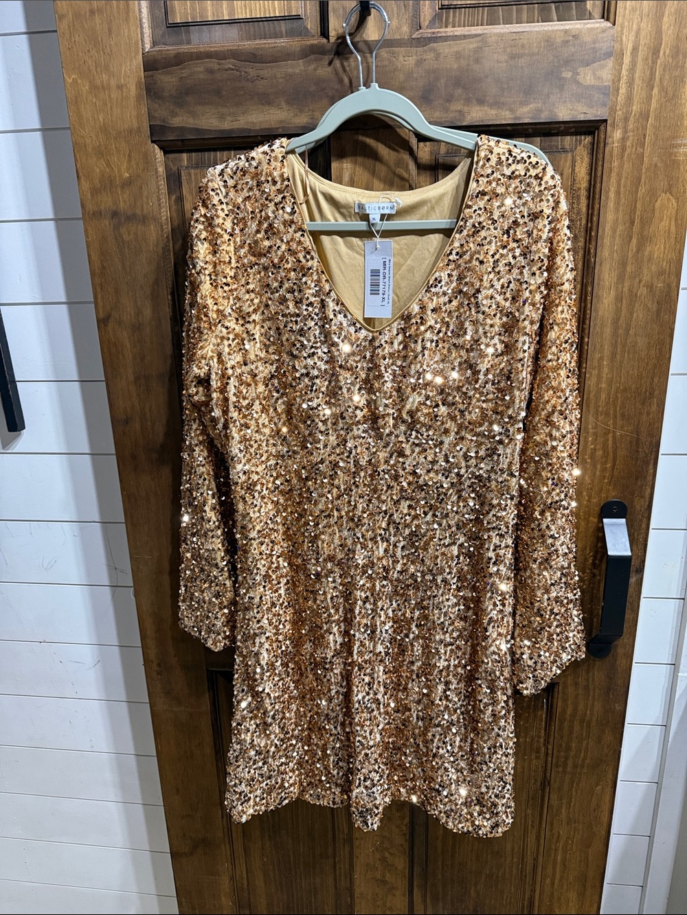 Baltic Born Gold Sequin V-Neck Mini Dress